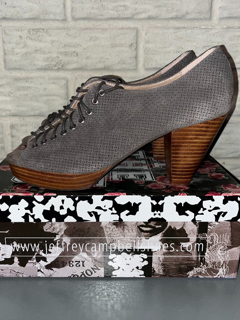 Jeffrey Campbell Roosevelt Women's Size 9.5m Grey Embossed Nubuck Nib